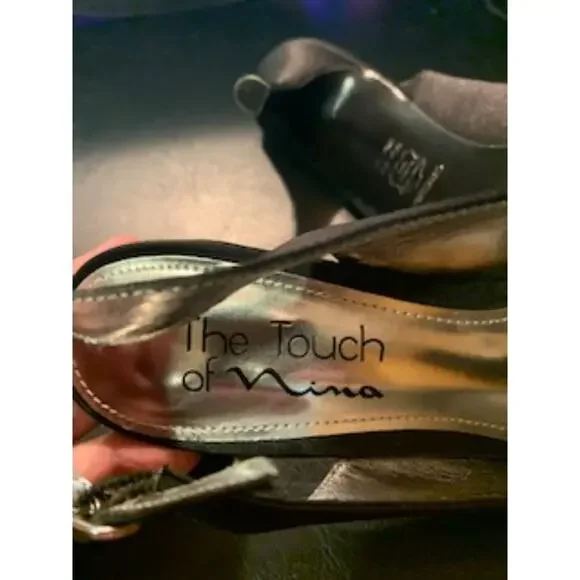 The Touch of Nina Black Satin w/diamond accent Size 7 - Picture 6 of 6